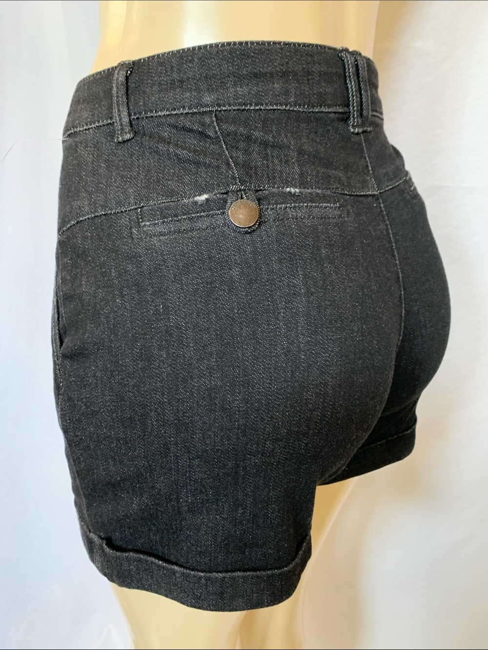 DEMOCRACY Women's Indigo Dark Denim Shorts Size 6 Cuffed Hems High Rise NWOT - Picture 6 of 6